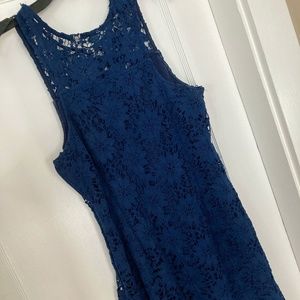 Sleeveless Navy Blue Overlay Dress